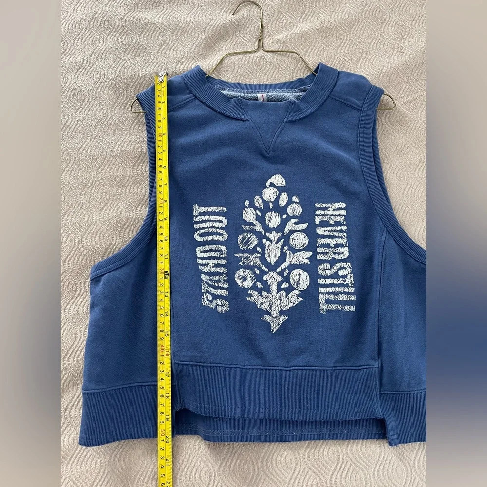 🆕 Free People Navy Sleeveless sweatshirt size medium - Picture 7 of 13